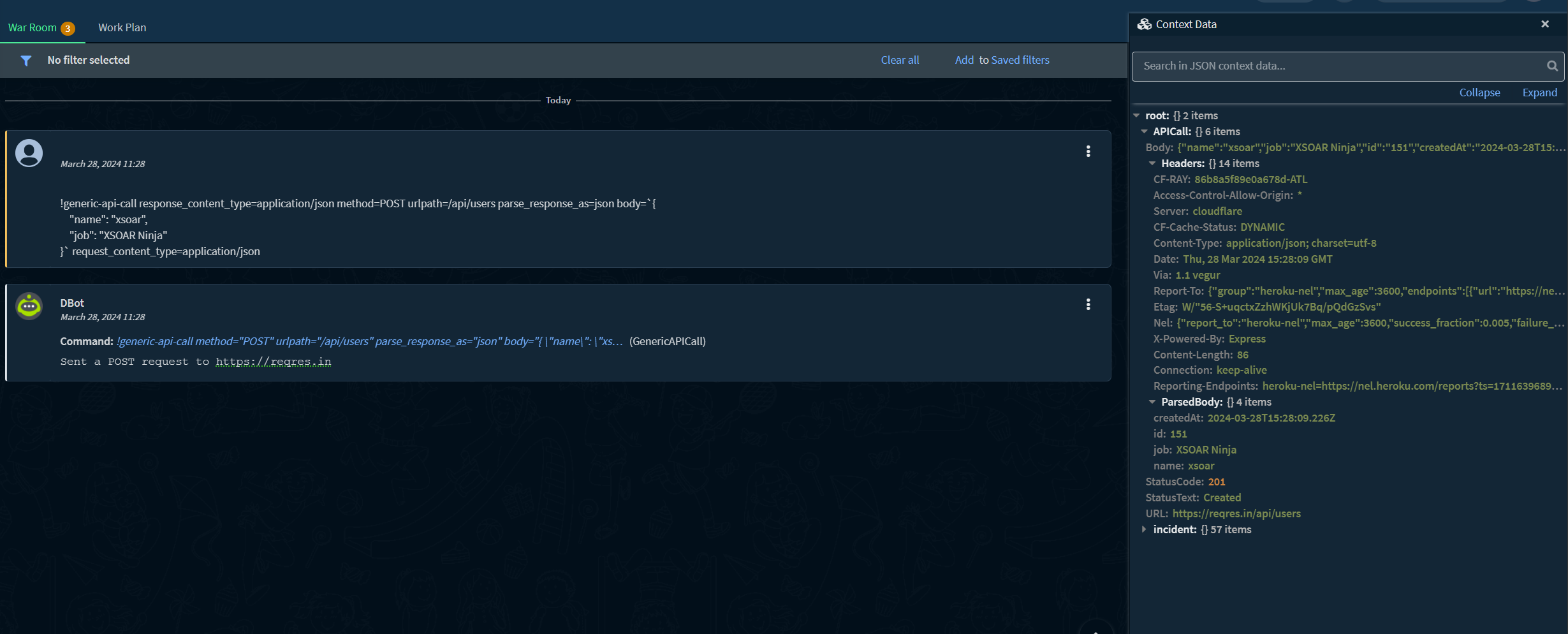 JSON Request Body Output Example