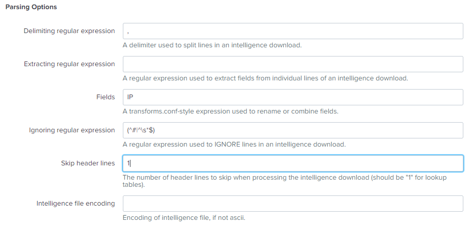 Intelligence Download Settings